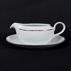 Christopher Stuart Ambassador Gold Gravy Boat Fine China Saucer & Plate